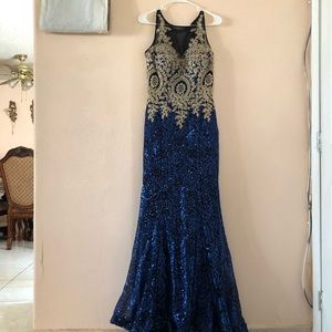Prom Dress Mermaid Dress Royal Blue lace sparkly
